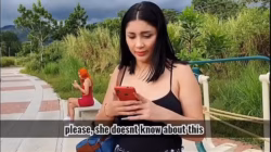 Martina lets two strangers control her toy in a park till squirt